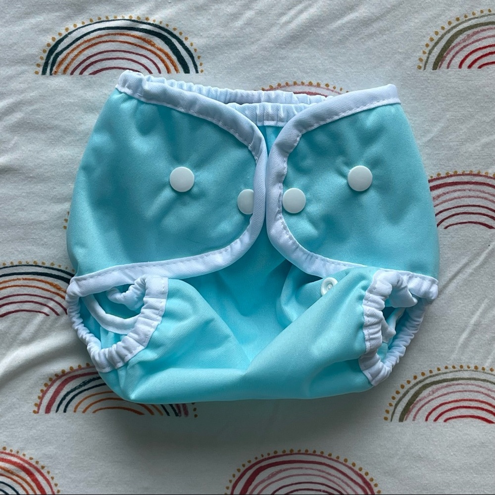 NWT Thirsties Reusable Cloth Diaper Cover, aqua, snap closure size 1…